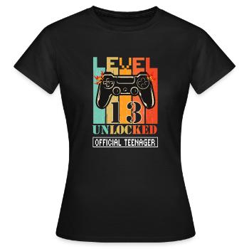 13ème anniversaire niveau joueur de jeu déverrouillé officia - T-shirt Femme - noir - Devant - AI Model Female 172 dark (172cm)