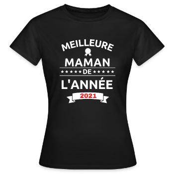 Meilleure maman de l'année 2021 - T-shirt Femme - noir - Devant - AI Model Female 172 dark (172cm)