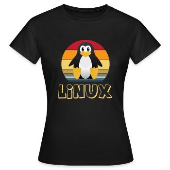 Linux Pinguin - Frauen T-Shirt - Schwarz - Vorne - AI Model Female 172 dark (172cm)