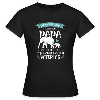 Erster Vatertag - Elefant Vatertagsgeschenk - Frauen T-Shirt - Schwarz - Vorne - AI Model Female 172 dark (172cm)