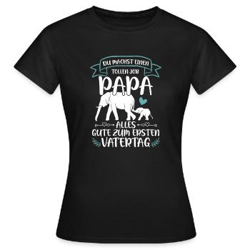 Erster Vatertag - Elefant Vatertagsgeschenk - Frauen T-Shirt - Schwarz - Vorne - AI Model Female 172 dark (172cm)