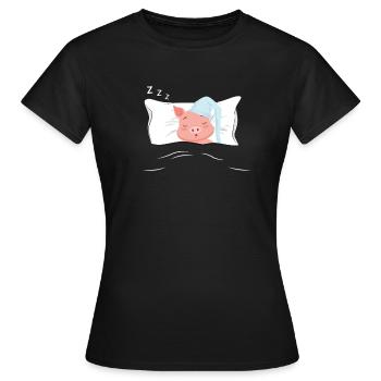 Pyjama pyjama porc - T-shirt Femme - noir - Devant - AI Model Female 172 dark (172cm)