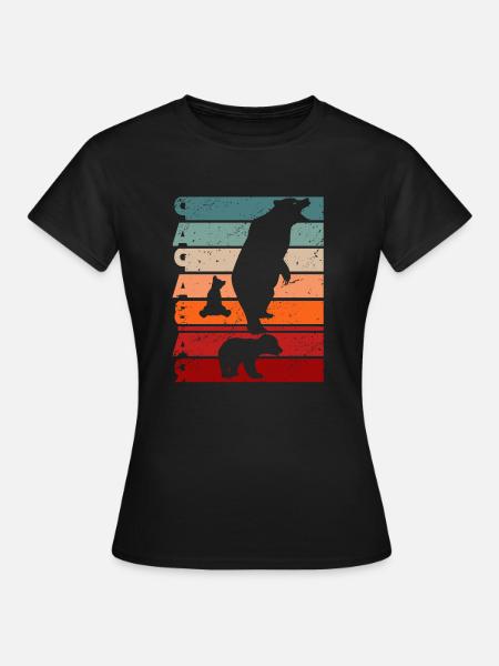 Papa bear dad bear father's day retro vintage animals - Women's T-Shirt - black