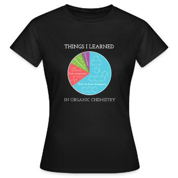 Des choses que j’ai apprises en chimie organique - T-shirt Femme - noir - Devant - AI Model Female 172 dark (172cm)