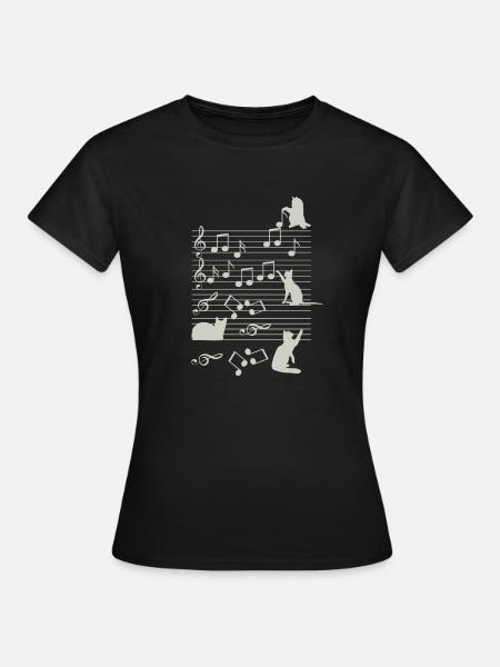 Chatte Musique Note - T-shirt Femme - noir