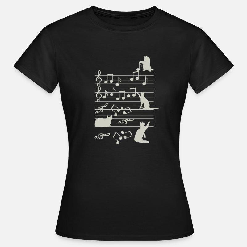 Chatte Musique Note - T-shirt Femme - noir