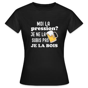 Moi la pression je la subis pas je la bois - T-shirt Femme - noir - Devant - AI Model Female 172 dark (172cm)