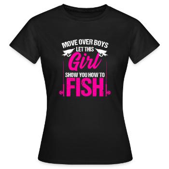 Fishing Women - Women's T-Shirt - black - Front - AI Model Female 172 dark (172cm)