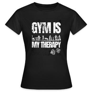 Fitnessstudio ist meine Therapie - Frauen T-Shirt - Schwarz - Vorne - AI Model Female 172 dark (172cm)