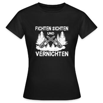 Fichten sichten und vernichten Baum fällen Förster - Frauen T-Shirt - Schwarz - Vorne - AI Model Female 172 dark (172cm)