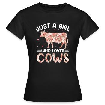 J’aime les vaches - T-shirt Femme - noir - Devant - AI Model Female 172 dark (172cm)