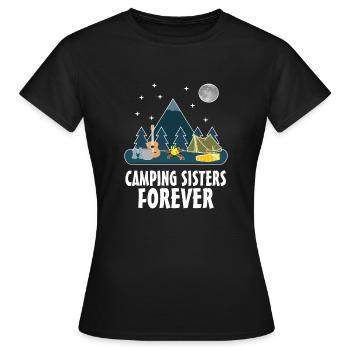Camping Sisters Forever Tee Love Camping - Women's T-Shirt - black - Front - AI Model Female 172 dark (172cm)