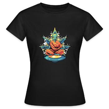 Alien Weed Marijuana Stoner - Frauen T-Shirt - Schwarz - Vorne - AI Model Female 172 dark (172cm)