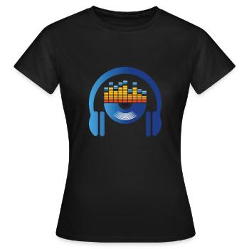 Heart Music Beat Waves Waveforms Musiker - Frauen T-Shirt - Schwarz - Vorne - AI Model Female 172 dark (172cm)