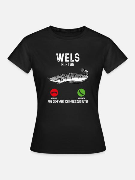 Wels Angeln - Frauen T-Shirt - Schwarz
