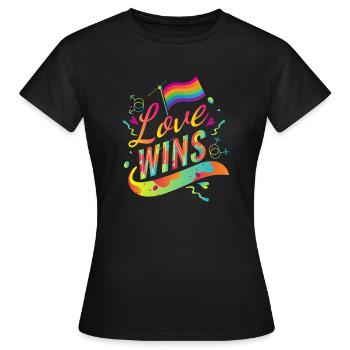 Love Wins LGBT Gay Pride CSD Gender Queer Trans - T-shirt Femme - noir - Devant - AI Model Female 172 dark (172cm)