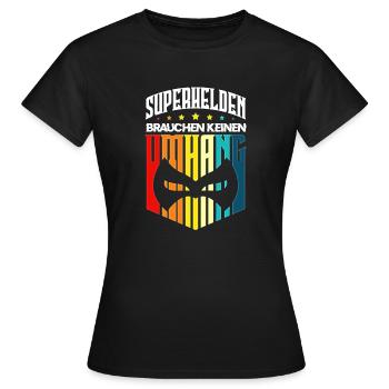 Superhelden Umhang - Frauen T-Shirt - Schwarz - Vorne - AI Model Female 172 dark (172cm)