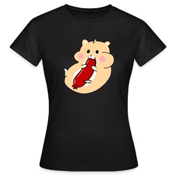Hamster au salami - T-shirt Femme - noir - Devant - AI Model Female 172 dark (172cm)