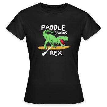 Paddle Saurus Rex SUP Dino Paddle Boarding Stand - T-shirt Femme - noir - Devant - AI Model Female 172 dark (172cm)