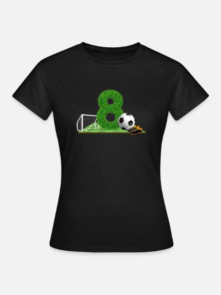 8. Geburtstag 8 Jahre Fußball Fußballspieler - Frauen T-Shirt - Schwarz