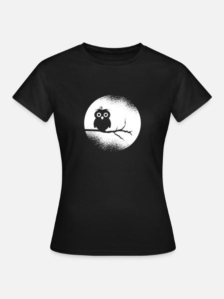Eule Waldbewohner Eulen Vollmond - Frauen T-Shirt - Schwarz