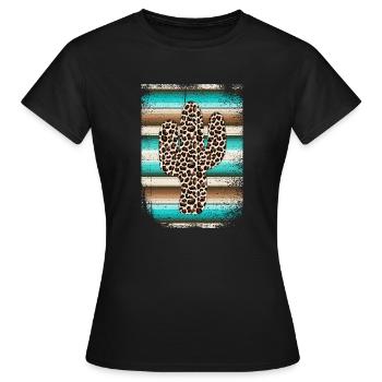 Funny Leopard Cactus Serape Cactus print Turquoise - Frauen T-Shirt - Schwarz - Vorne - AI Model Female 172 dark (172cm)