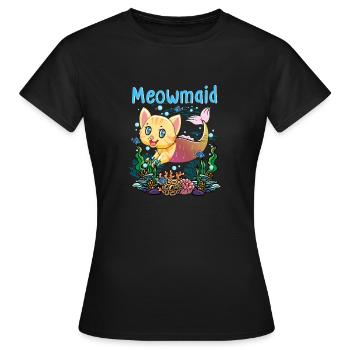 Meowmaid Shirt - Frauen T-Shirt - Schwarz - Vorne - AI Model Female 172 dark (172cm)