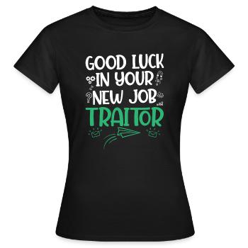 Collègue quitter Gag Cadeau Traître - T-shirt Femme - noir - Devant - AI Model Female 172 dark (172cm)