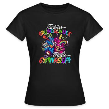 Tschüss Grundschule Hallo Gymnasium Geschenkidee - Frauen T-Shirt - Schwarz - Vorne - AI Model Female 172 dark (172cm)