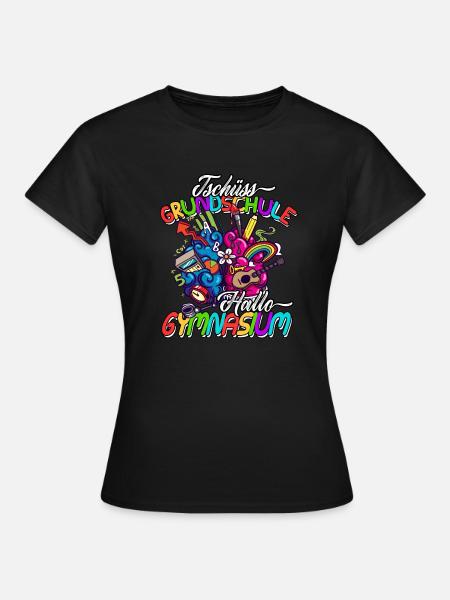 Tschüss Grundschule Hallo Gymnasium Geschenkidee - Frauen T-Shirt - Schwarz