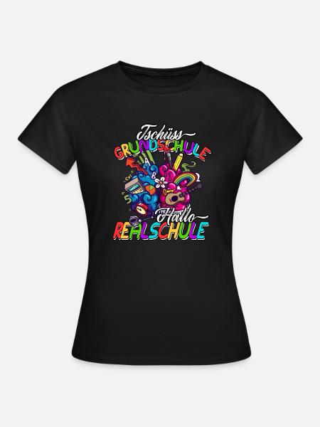 Tschüss Grundschule Hallo Realschule Geschenkidee - Frauen T-Shirt - Schwarz