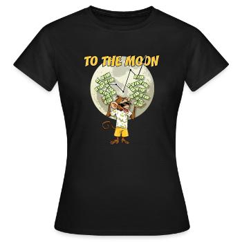 Trading the stock To the Moon Apes Meme Bourse - T-shirt Femme - noir - Devant - AI Model Female 172 dark (172cm)