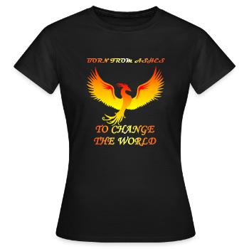 Phénix né de cendres pour changer le monde - T-shirt Femme - noir - Devant - AI Model Female 172 dark (172cm)