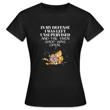 Laissé sans surveillance et Yarn Shop Open Tricot - T-shirt Femme - noir - Devant - AI Model Female 172 dark (172cm)