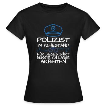 Polizist im Ruhestand Verabschiedung in Pension - Frauen T-Shirt - Schwarz - Vorne - AI Model Female 172 dark (172cm)