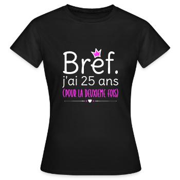 Cadeau d'anniversaire femme 50 ans - T-shirt Femme - noir - Devant - AI Model Female 172 dark (172cm)
