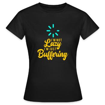 Computer Buffering Geek Pun Bekleidung - Frauen T-Shirt - Schwarz - Vorne - AI Model Female 172 dark (172cm)