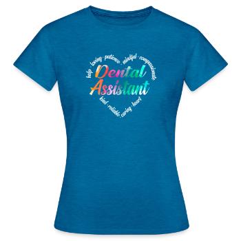 Dental Assistant Heart Word Cloud - Women's T-Shirt - antique blue sapphire heather - Front - AI Model Female 172 dark (172cm)