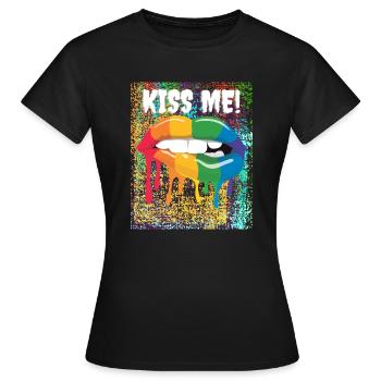 Bunter Kussmund - Frauen T-Shirt - Schwarz - Vorne - AI Model Female 172 dark (172cm)