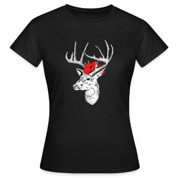 Schwarzwaldliebe Hirsch Bollenhut Schwarzwald - Frauen T-Shirt - Schwarz - Vorne - AI Model Female 172 dark (172cm)