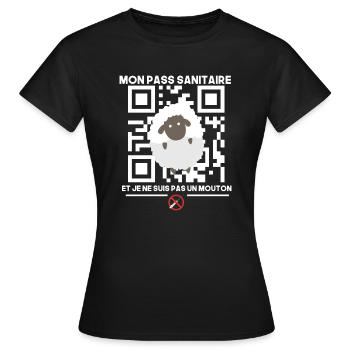 Mon pass sanitaire anti vaccin humour covid - T-shirt Femme - noir - Devant - AI Model Female 172 dark (172cm)