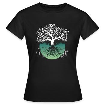 Yggdrasil Wikinger Lebensbaum - Frauen T-Shirt - Schwarz - Vorne - AI Model Female 172 dark (172cm)