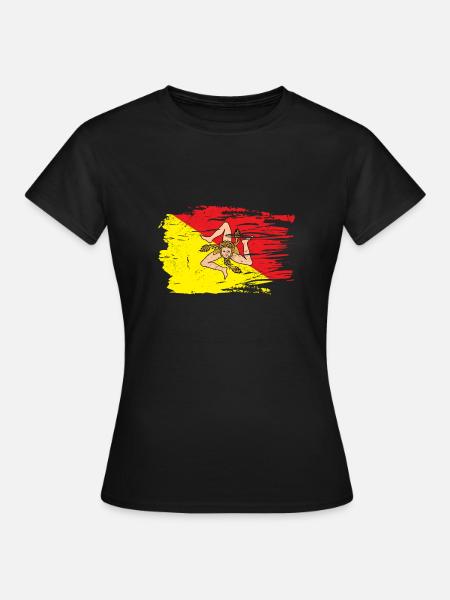 Italie Italia Sicilia Drapeau Sicile Palerme - T-shirt Femme - noir
