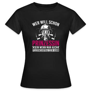 Feuerwehr Prinzessin Feuerwehrfrau Freiwillige - Frauen T-Shirt - Schwarz - Vorne - AI Model Female 172 dark (172cm)