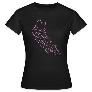 Aufsteigende Rosa Herzen - Frauen T-Shirt - Schwarz - Vorne - AI Model Female 172 dark (172cm)