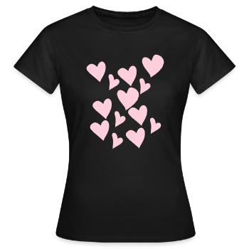Zart Rosa Herzen - Frauen T-Shirt - Schwarz - Vorne - AI Model Female 172 dark (172cm)