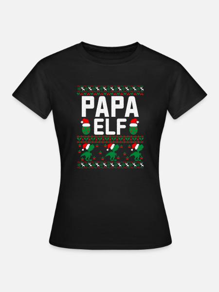 Papa Elf hässlicher Weihnachtspullover - Frauen T-Shirt - Schwarz