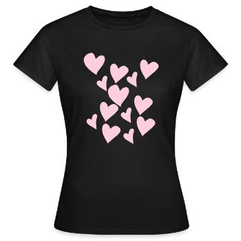Zart Rosa Herzen - Frauen T-Shirt - Schwarz - Vorne - AI Model Female 172 dark (172cm)