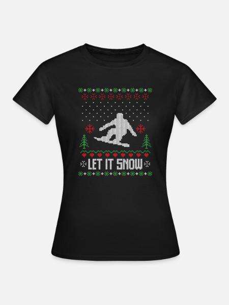 Lass es Schnee hässlichen Weihnachtspullover - Frauen T-Shirt - Schwarz