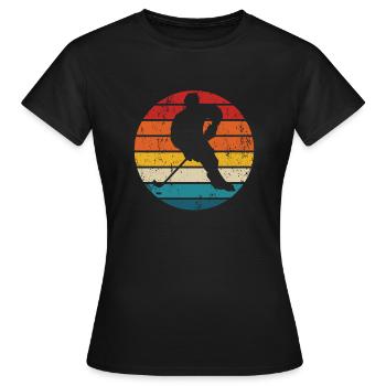 Eishockey Retro Feldhockey Hallenhockey Sport - Frauen T-Shirt - Schwarz - Vorne - AI Model Female 172 dark (172cm)